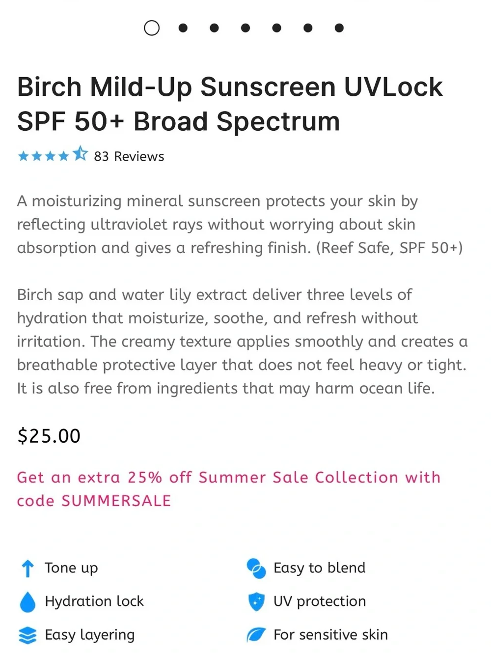 ROUND LAB Birch Mild-Up Sunscreen UVLock SPF 50+ Broad Spectrum
